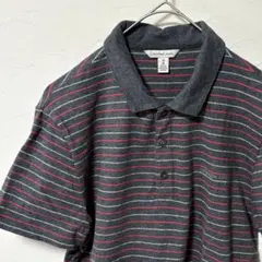 カルバンクライン ゴルフ 半袖ポロシャツ ボーダー ロゴ刺繍 メンズMサイズのサムネイル