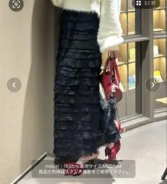 FOREVER 21 フリルラインスカート M ブラックのサムネイル