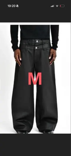 asapmode Waxed Stacked Pants ブラック Mのサムネイル