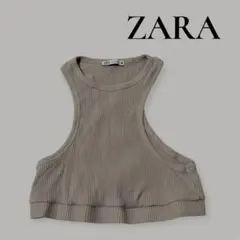 【ZARA】リブハイネック クロップドトップス Mサイズ（タイトめ）未使用