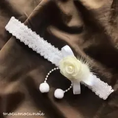 ホワイトローズのヘアバンド