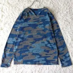 パラスパレス／日本製 藍染め インディゴ フラワープリントシャツ 半袖