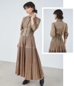 【美品】FRAY I.D ランダムプリーツ シャツワンピース