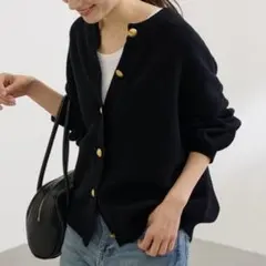 FRAMeWORK メタルボタン2wayカーディガン ウール100 ブラック