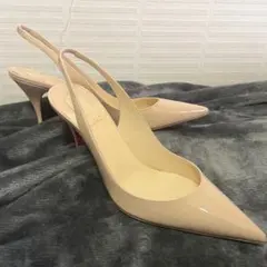 (美品)ルブタン/Size37.5 /ベージュ ポインテッドトゥ ハイヒール