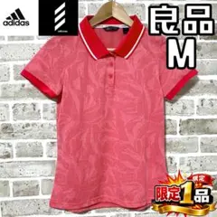 【早い者勝ち✨】アディクロス レディース 半袖 ポロシャツ M 総柄 レッド系