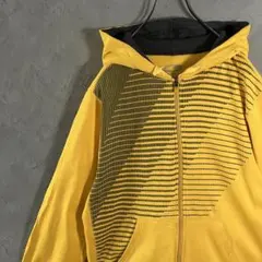 champion パーカー　フルジップ　裏起毛　ビッグプリント　黄色　IW19