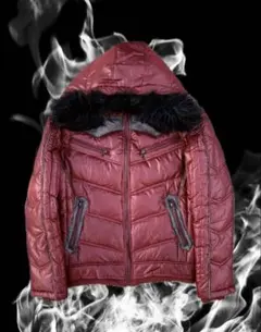 00s archive ファー付き　ダウンジャケット　短丈　y2k グランジ　赤