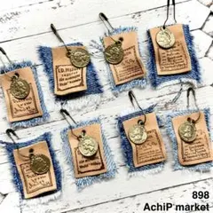 898　革タグ　レザータグ　英字タグ　ミニタグ　デニムリメイク　8個セット