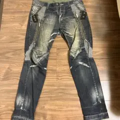 ダメージ加工ダークブルーデニムパンツのサムネイル