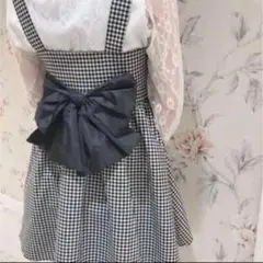 evelyn ギンガムチェック バックリボンジャンパースカート