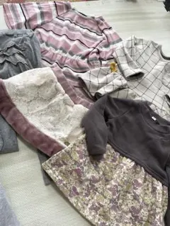 ベビー服5枚セット女の子90cmまとめ売りピンク❤️AZULワンピスカート裏起毛冬