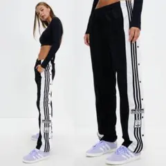 adidas スナップボタン ジョガーパンツ ブラック/ホワイト