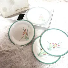 未使用 香蘭社 KORANSHA 小皿 5枚セット 約16.5cm 花柄 金彩