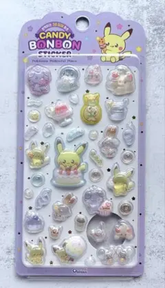 ピカチュウ　ポケモン　シール　ステッカー　キャンディボンボンステッカー　韓国　紫