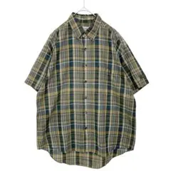 エレメントオブシンプルライフ 半袖シャツ チェック柄 （M） 麻混