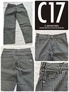 【送料込　匿名配送】C17 ジーンズ　ストレッチカプリ　ギンガムチェック