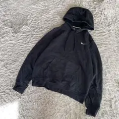 00s NIKEナイキ 紺タグ復刻 ソロスウッシュ刺繍ロゴ プルオーバーパーカー