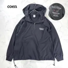 コーエン ミッキー バックプリントハーフジップ裏毛フーディ グレー トレーナー