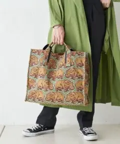 《未使用》ear PAPILLONNER ヒッポポタマス（カバ）柄トートバッグ大