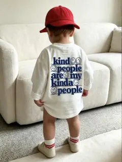 キッズ 長袖Tシャツ スマイルロゴ ホワイト 0-3歳