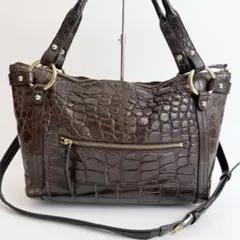 BEAUGRAND ボーグラン　JRA クロコ　本革　2way ショルダーバッグのサムネイル