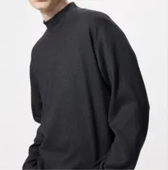 ユニクロ ソフトニットフリースモックネックT ダークグレー Sサイズ