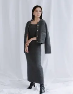 anuans カシミヤブレンドキャミソールニットワンピース