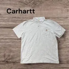 Carharttカーハートポロシャツグレーワンポイント刺繍XL古着半袖トール