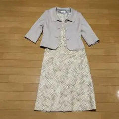 レディース　ワンピース　ジャケット　2点　ベージュ　チェック