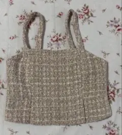 即発送 ノエラ ラメツイードニットビスチェ 背中ファスナーきらきら ジレビスチェ