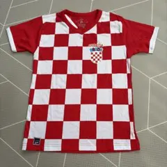 新品 クロアチア製 チェッカーフラッグ Tシャツ サッカー ユニフォーム風　綿のサムネイル