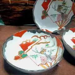 骨董品　有田焼　古伊万里　江戸末期〜明治期　錦手　金彩　色絵　なます皿　3枚