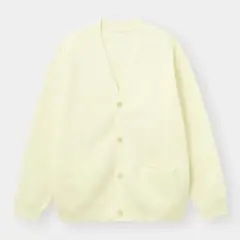 GU ミラノリブVネックカーディガンオフホワイト