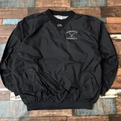 ビンテージ　古着　ベースボール　刺繍ロゴ　メンズ　プルオーバージャケット　黒