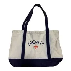 NOAH トートバッグ アイボリー/ネイビー Classic Core Logo Tote - Noah
