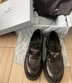 PRADA チョコレートブラッシュドレザーローファー りん【即日発送