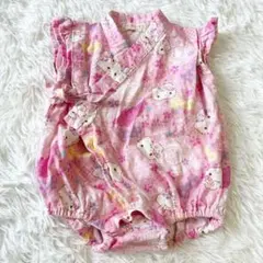 キティちゃん 甚平 ベビーロンパース ピンク ピンク 柄 サンリオ 女の子 80