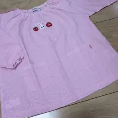 ミキハウス 美品 幼稚園用スモック Mサイズ (110-120) ピンク