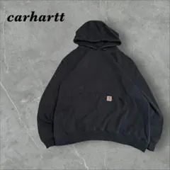 450]メキシコ製カーハート パッチロゴ スウェットトレーナーフードパーカー古着