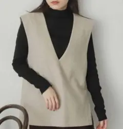 【美品】SENSE OF PLACE ウールライクジャージ Vネックジレ