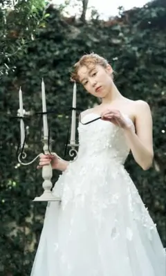 2way フラワーレース チュール Aラインドレス（W335）