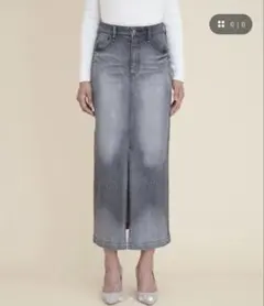 【美品】YANUK スリットロングスカート デニム　グレー　Mのサムネイル