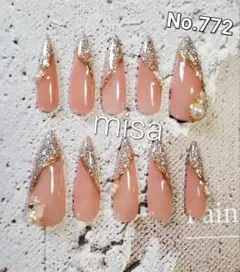 オーダー　ニュアンスネイル　ラメ　フレンチ　ネイルチップ　カラー変更無料