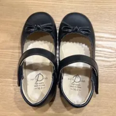 【新品】子供用リボン付きフォーマルシューズ 16.0 ブラック