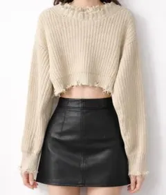 SLY ダメージニット ショート丈