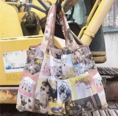 コンパクト収納◎エコバッグ 大容量 軽量 折りたたみ式 写真犬猫