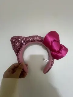 キティちゃん ピンク スパンコールカチューシャ