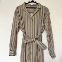 GU ストライプ シャツ ワンピース　ロングシャツ　シャツワンピース 仕事着