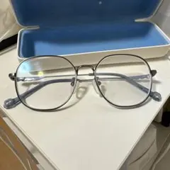 jinsシルバー メタルフレーム ラウンド眼鏡 ケース付き